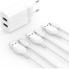 XO (EU) Dual USB-A 2.4A Charger with Micro cable - (L109)