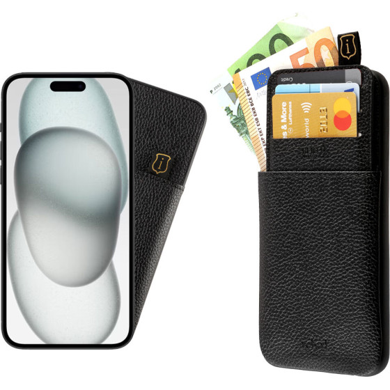 Idol 1991 ���� Iphone 15 Plus 6.7'' ANTI-Rfid Leather Smart Wallet BLACK