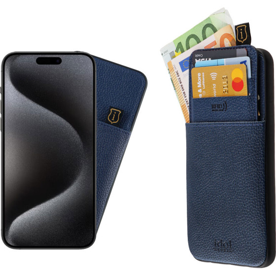 Idol 1991 ���� Iphone 15 Pro Max 6.7'' ANTI-Rfid Leather Smart Wallet BLUE