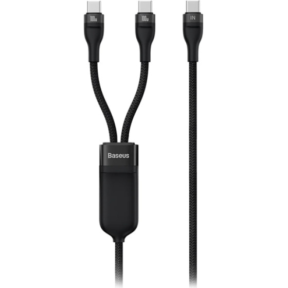 Baseus Flash Series Ii 1 To 2 Fast Charging Cable Type-C To C+C 100W 1.5m Black - (CASS060001)