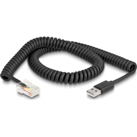 DeLock ������� Usb �� RJ50 ��� Barcode scanner, spiral, 2m, ����� - (90602)
