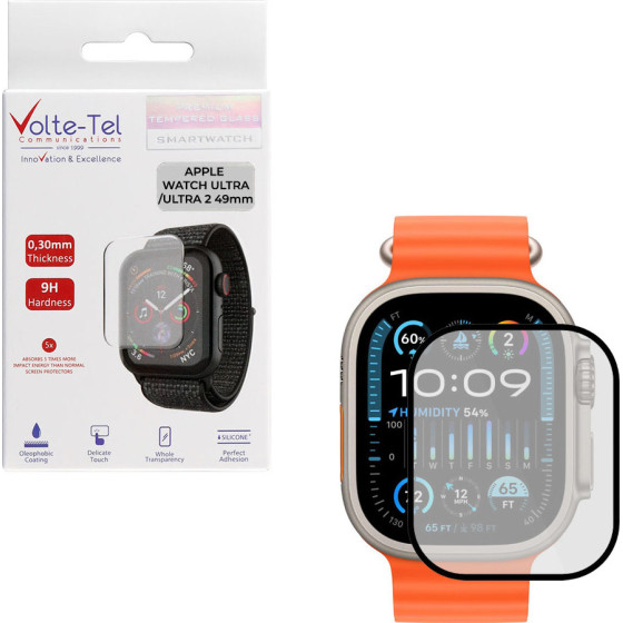 Volte-Tel Tempered Glass Apple Watch ULTRA/Ultra 2 49mm 1.92'' 9H 0.30mm Full Glue Full Cover BLACK