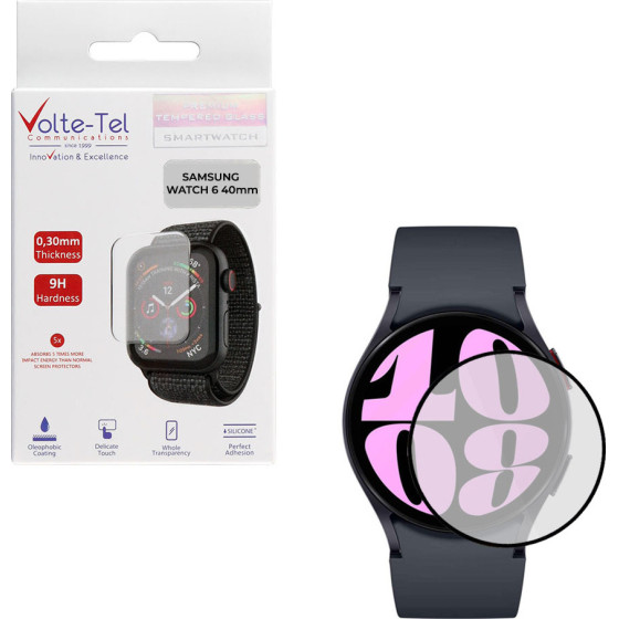 Volte-Tel Tempered Glass Samsung Watch 6 40mm R930/R935 1.30'' 9H 0.30mm 2.5D Full Glue Full Cover BLACK