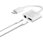 NSP Adaptor Cable 2 In 1 CHARGING-Audio Adapter Lightning To 3.5MM JACK+Lightning 2.4A WHITE