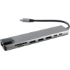 NSP N14 8 In 1 USB-C Hub Type C To Hdmi 4K 30HZ/2 Usb 480Mbps/Pd 87W/Usb C/F / SD/Tf Usb 2.0 /RJ45 100MBps Alu GREY