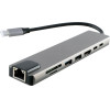NSP N14 8 In 1 USB-C Hub Type C To Hdmi 4K 30HZ/2 Usb 480Mbps/Pd 87W/Usb C/F / SD/Tf Usb 2.0 /RJ45 100MBps Alu GREY