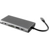 NSP N17 10 In 1 USB-C Hub Type C To Vga With AUDIO/RJ45 1000Mbps/Pd 60W/SDXC/Sd 3.0/Usb 3.0 X3/ Hdmi 4K Alu GREY