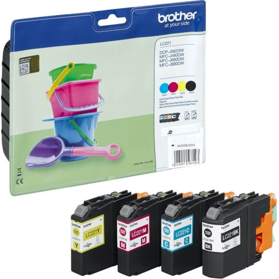 Brother ������ Inkjet LC-221 Black & Tri-Colour (LC-221VP) - (LC221VALBP)