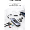 Usams Docking Station US-SJ643, 8 �����, USB-C, 4K, 100W PD, LAN, ���� - (SJ643HUB01)