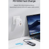 Usams Docking Station US-SJ643, 8 �����, USB-C, 4K, 100W PD, LAN, ���� - (SJ643HUB01)