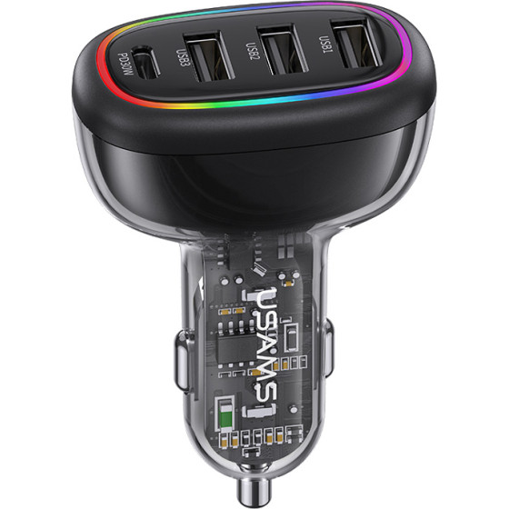 Usams ��������� ����������� US-CC170, 3x Usb & 1x USB-C, 48W, PD, ������ - (CC170CC01)