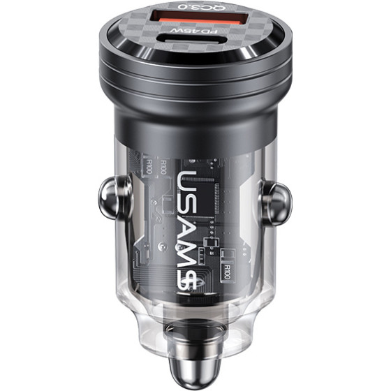 Usams ��������� ����������� US-CC175, Usb & USB-C, 45W, Qc & PD, ������ - (CC175CC01)