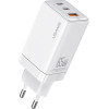 Usams ��������� ������ US-CC180, Usb & 2x USB-C, 65W PD, GaN, ������ - (CC180TC02)