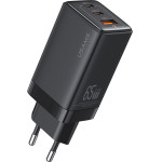 Usams ��������� ������ US-CC180, Usb & 2x USB-C, 65W PD, GaN, ������ - (CC180TC01)