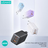 Usams ��������� ������ US-CC180, Usb & 2x USB-C, 65W PD, GaN, ������ - (CC180TC01)