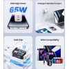 Usams ��������� ������ US-CC180, Usb & 2x USB-C, 65W PD, GaN, ��� - (CC180TC03)