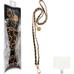 Volte-Tel Neck Strap - ������� ������ ��� ����� Black LEATHER-Gold Metal VT432 120cm