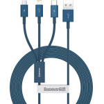 Baseus Superior Series Regular USB to micro USB / Type-C / Lightning Cable 3.5A Blue 1.2m - (CAMLTYS-03)