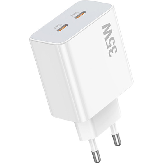 Lamtech Dual TYPE-C Fast Charger PD35W White - (LAM113096)