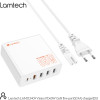 Lamtech Gan Fast Charger 1xTYPE-C & 4xQC3.0 65W & Eu Cable 1.5M - (LAM113409)