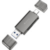 Lamtech USB/TYPE-C 3.0 High Speed Card Reader Metal Grey - (LAM113362)