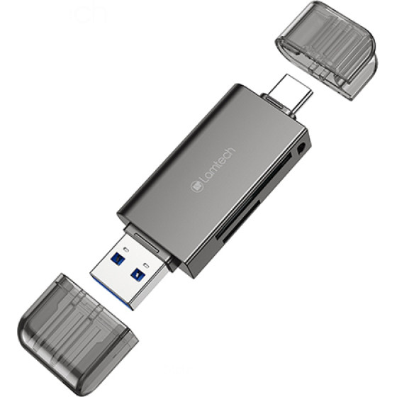 Lamtech USB/TYPE-C 3.0 High Speed Card Reader Metal Grey - (LAM113362)