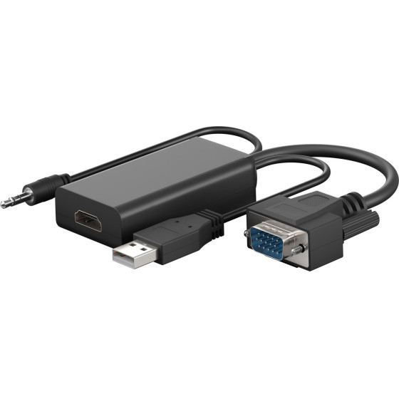 Goobay ���������� Vga �� Hdmi 3.5mm Jack, 1080p/60Hz, ������ - (61259)