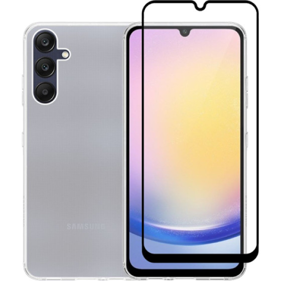 Vivid Set Gelly Case + Full Face Tempered Glass Samsung Galaxy A25 Black - (VIGELLY342GLASSBK)