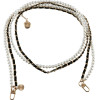 Volte-Tel Neck Strap - ������� ������ ��� ����� White Pearls With Black LEATHER-Gold Metal VT424 120cm