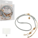 Volte-Tel Neck Strap - ������� ������ ��� ����� White Pearls With Gold Chain VT426 130cm