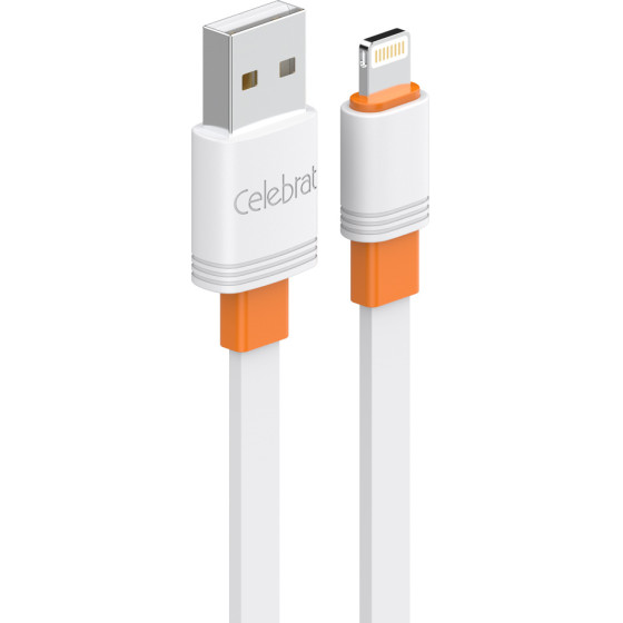 Celebrat ������� Lightning �� Usb CB-33L, flat, 12W, 1m, ����� - (CB-33A-L-WH)