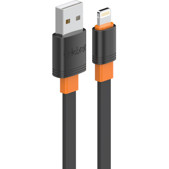 Celebrat ������� Lightning �� Usb CB-33L, flat, 12W, 1m, ����� - (CB-33A-L-BK)