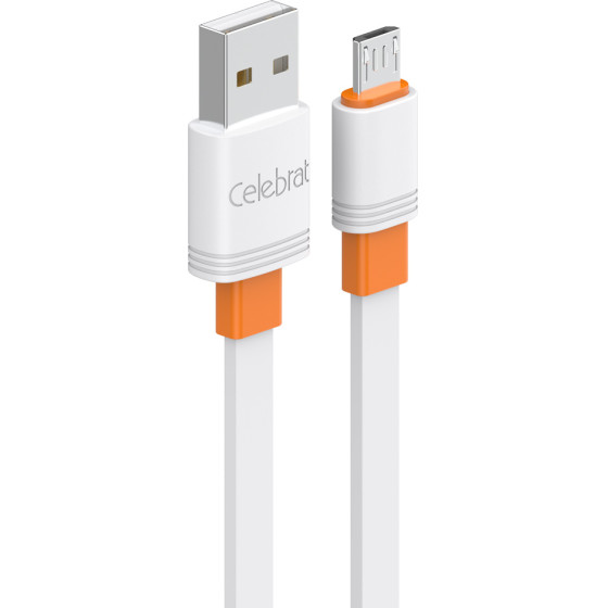 Celebrat ������� Micro Usb �� Usb CB-33M, flat, 10.5W, 1m, ����� - (CB-33A-M-WH)