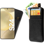 Idol 1991 ���� Samsung S24 5G 6.2'' ANTI-Rfid Leather Smart Wallet Camera Guard BLACK