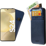 Idol 1991 ���� Samsung S24 5G 6.2'' ANTI-Rfid Leather Smart Wallet Camera Guard BLUE