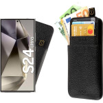 Idol 1991 ���� Samsung S24 Ultra 5G 6.8'' ANTI-Rfid Leather Smart Wallet Camera Guard BLACK