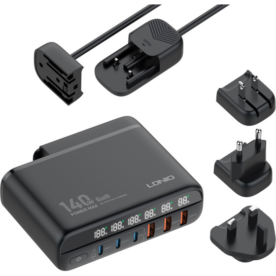 Ldnio ������� �������� A6140C, 3x USB-C/3x USB, 140W, PD/QC, GaN, ������