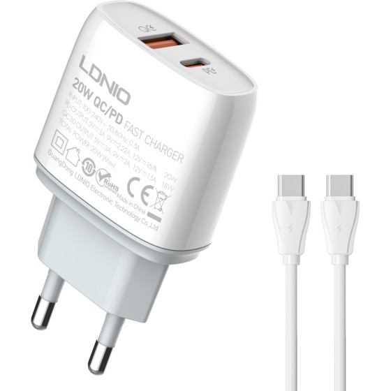 Ldnio ��������� ������ Q229 �� �������, Usb & USB-C, 20W PD, ������