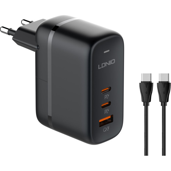 Ldnio ��������� ������ Q366 �� �������, USB/2x USB-C, 65W, GaN, ������