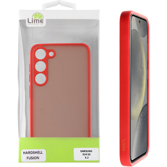 Lime Successories Lime ���� Samsung S24 5G S921 6.2'' Hardshell Fusion Full Camera Protection Red With Black KEYS