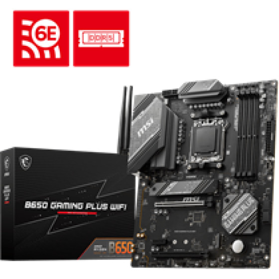 MSI Mb B650 Gaming Plus WIFI, Socket Amd AM5, Cs Amd B650, 4 Dimm Sockets DDR5, DP/HDMI, Lan 2.5G, WIFI, ATX, 3YW.