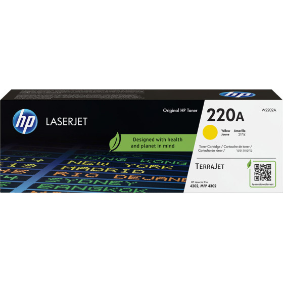 HP 220A Yellow Original Laserjet Toner Cartridge - (W2202A)