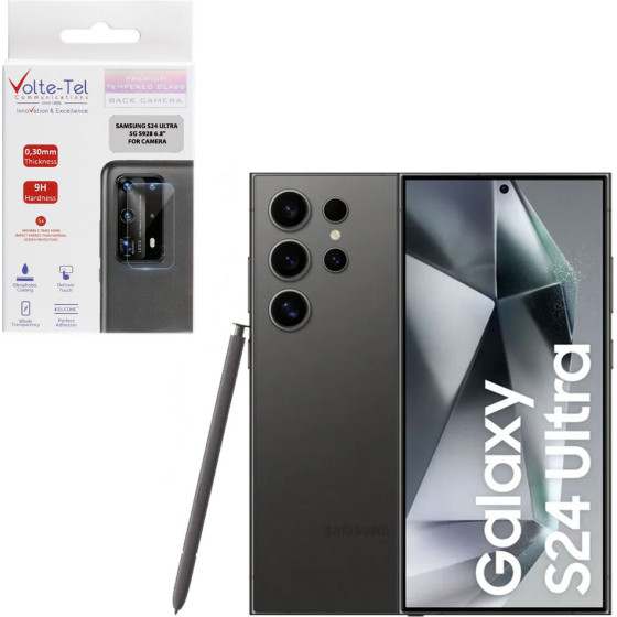 Volte-Tel Tempered Glass Samsung S24 Ultra 5G S928 6.8'' 9H 0.25mm 3D Curved For Camera BLACK