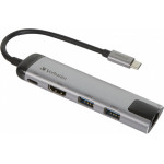 Verbatim USB-C Multiport Hub Usb 3.1 Gen 1 , Usb 3.0 x 2 , Hdmi , RJ45 - - (49141)
