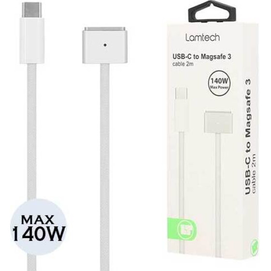 Lamtech USB-C To Magsafe 3 Cable Max 140W 2M - (LAM114079)