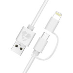 Powertech ������� Usb �� Micro/Lightning MFi, 12W, 1m, ����� - (PT-707)