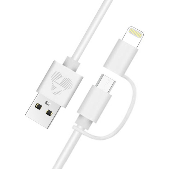 Powertech ������� Usb �� Micro/Lightning MFi, 12W, 1m, ����� - (PT-707)