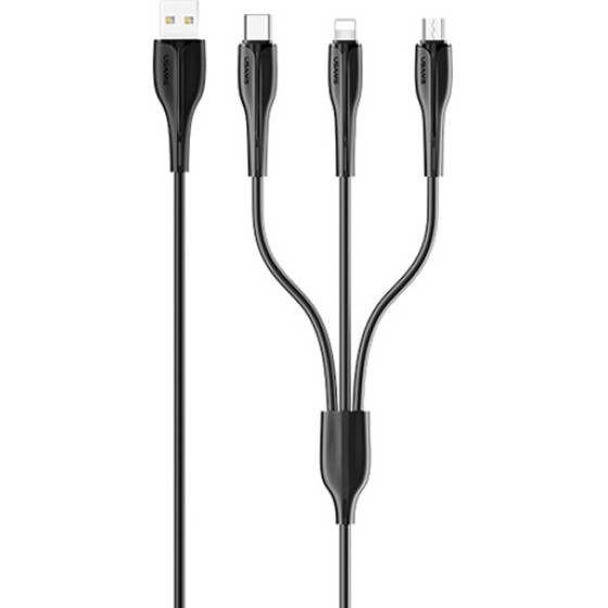 Usams ������� Usb �� USB-C/Lightning/Micro Usb US-SJ374, 10W, 1m, ����� - (SJ374USB01)