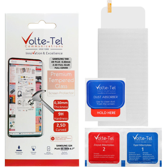 Volte-Tel Tempered Glass Samsung Tab A9 Plus X210/X216 11.0'' 9H 0.30mm 2.5D Full Glue Full COVER
