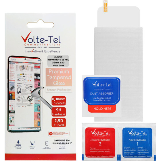Volte-Tel Tempered Glass Xiaomi Redmi Note 13 Pro 4G 6.67'' 9H 0.30mm 2.5D Full GLUE